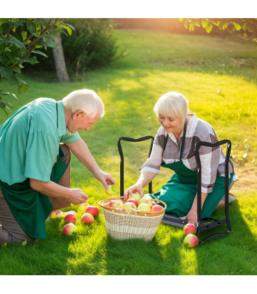 Outsunny 2 In1 Folding Garden Kneeler Foam Chair Pad Support Bench, Grey