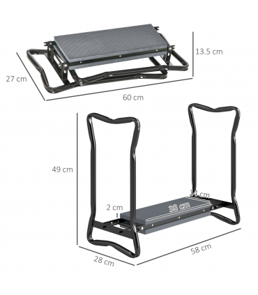 Outsunny 2 In1 Folding Garden Kneeler Foam Chair Pad Support Bench, Grey