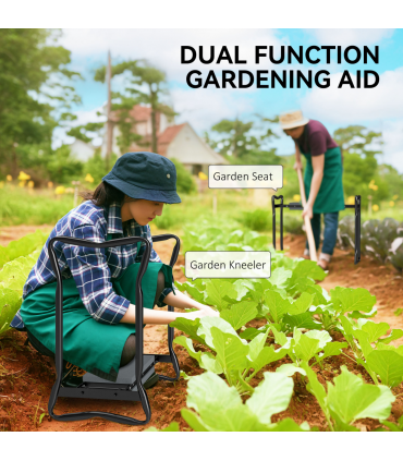 Outsunny 2 In1 Folding Garden Kneeler Foam Chair Pad Support Bench, Grey