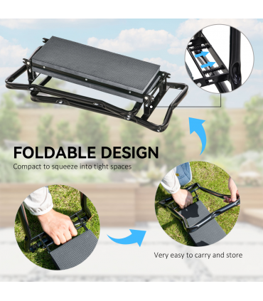 Outsunny 2 In1 Folding Garden Kneeler Foam Chair Pad Support Bench, Grey