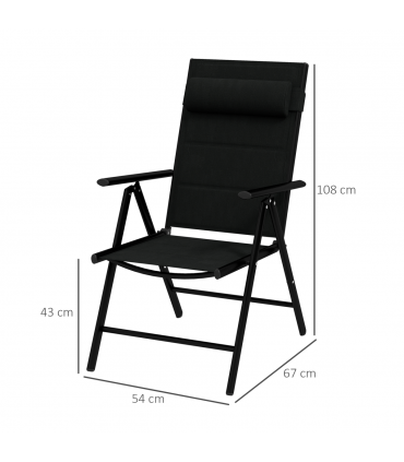 Outsunny 2 PCS Outdoor Folding Chairs, Dining Chairs with Padded Filling, Black