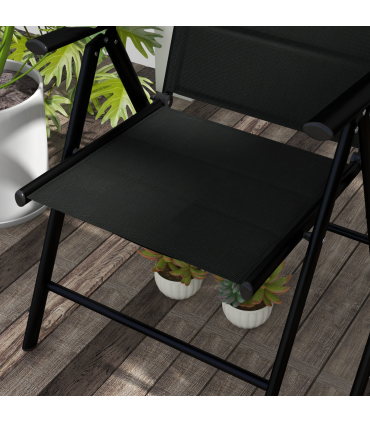 Outsunny 2 PCS Outdoor Folding Chairs, Dining Chairs with Padded Filling, Black