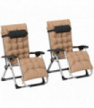 Outsunny 2 PCS Reclining Zero Gravity Chair Folding Lounger Cushion Khaki