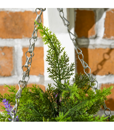 Outsunny 2 PCs Artificial Lisianthus Flower Hanging Planter Basket Purple