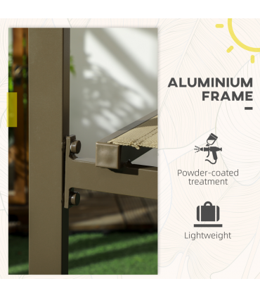 Outsunny 2 PCs Dining Chairs, Stackable Design Aluminium Outdoor Armchairs Khaki