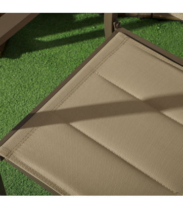 Outsunny 2 PCs Dining Chairs, Stackable Design Aluminium Outdoor Armchairs Khaki