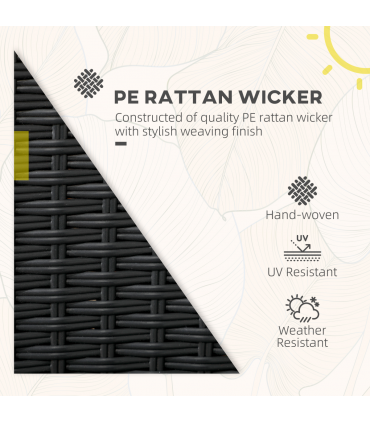 Outsunny 2 PCs Rattan Garden Chairs with Cushion, Wicker Dining Chairs, Black