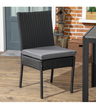 Outsunny 2 PCs Rattan Garden Chairs with Cushion, Wicker Dining Chairs, Black