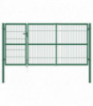 vidaXL Garden Fence Gate with Posts 350x140 cm Steel Green