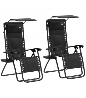 Outsunny 2 Pcs Zero Gravity Lounger Chair, Folding Reclining Chair, Black