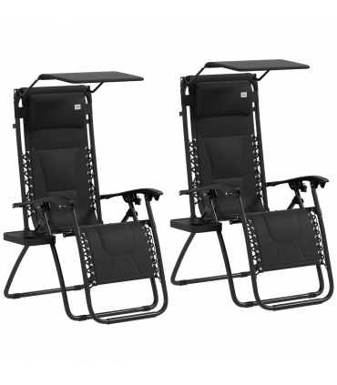 Outsunny 2 Pcs Zero Gravity Lounger Chair, Folding Reclining Chair, Black