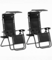 Outsunny 2 Pcs Zero Gravity Lounger Chair, Folding Reclining Chair, Black