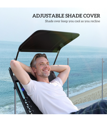 Outsunny 2 Pcs Zero Gravity Lounger Chair, Folding Reclining Chair, Black