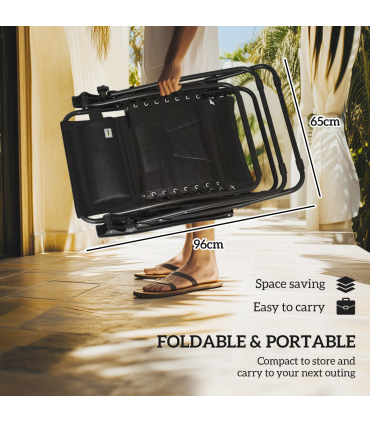 Outsunny 2 Pcs Zero Gravity Lounger Chair, Folding Reclining Chair, Black