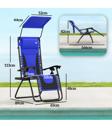 Outsunny 2 Pcs Zero Gravity Lounger Chair, Folding Reclining Chair, Blue