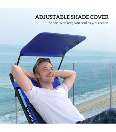 Outsunny 2 Pcs Zero Gravity Lounger Chair, Folding Reclining Chair, Blue