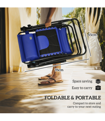 Outsunny 2 Pcs Zero Gravity Lounger Chair, Folding Reclining Chair, Blue