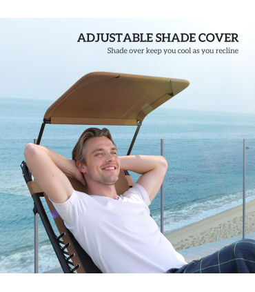 Outsunny 2 Pcs Zero Gravity Lounger Chair, Folding Reclining Chair, Brown