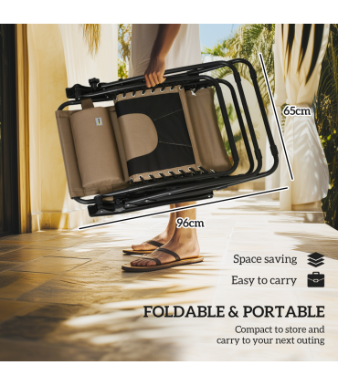 Outsunny 2 Pcs Zero Gravity Lounger Chair, Folding Reclining Chair, Brown