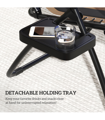 Outsunny 2 Pcs Zero Gravity Lounger Chair, Folding Reclining Chair, Brown