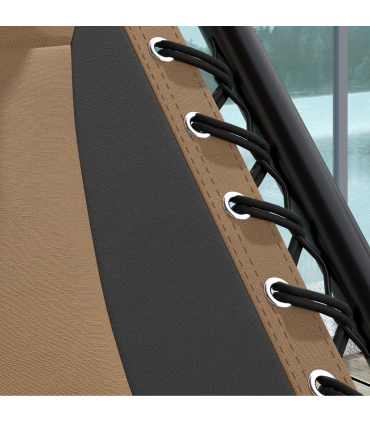 Outsunny 2 Pcs Zero Gravity Lounger Chair, Folding Reclining Chair, Brown