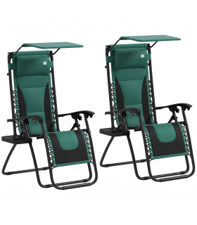 Outsunny 2 Pcs Zero Gravity Lounger Chair, Folding Reclining Chair, Green