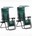 Outsunny 2 Pcs Zero Gravity Lounger Chair, Folding Reclining Chair, Green