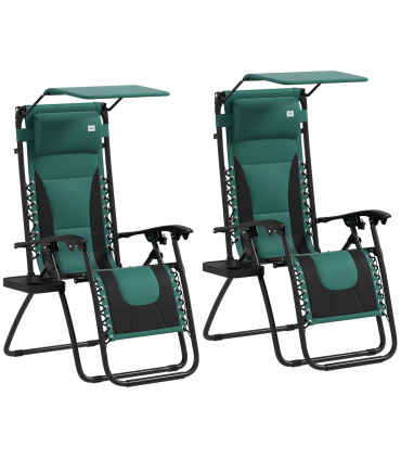 Outsunny 2 Pcs Zero Gravity Lounger Chair, Folding Reclining Chair, Green