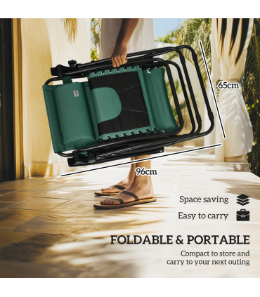 Outsunny 2 Pcs Zero Gravity Lounger Chair, Folding Reclining Chair, Green