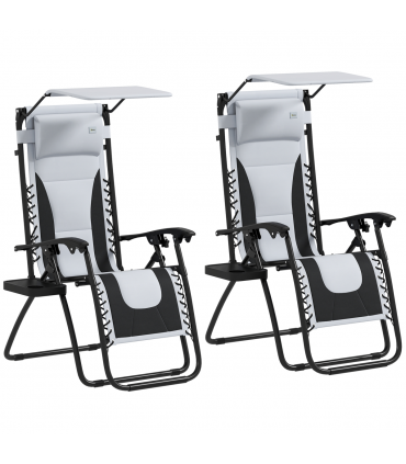 Outsunny 2 Pcs Zero Gravity Lounger Chair, Folding Reclining Chair, Grey