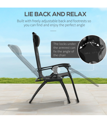 Outsunny 2 Pcs Zero Gravity Lounger Folding Recliner Chair w/ Cup Holder