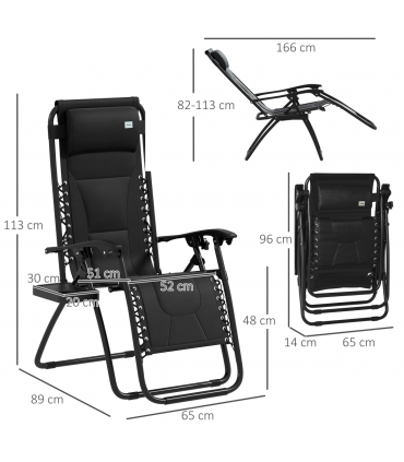 Outsunny 2 Pcs Zero Gravity Lounger Folding Recliner Chair w/ Cup Holder