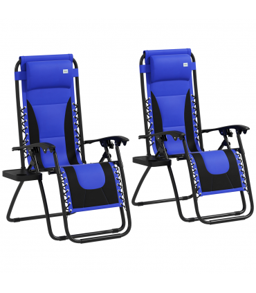 Outsunny 2 Pcs Zero Gravity Lounger Folding Recliner Chair w/ Cup Holder