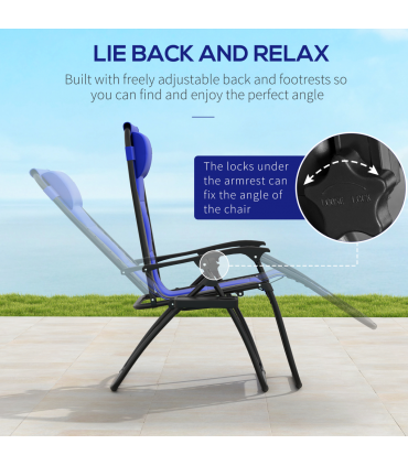 Outsunny 2 Pcs Zero Gravity Lounger Folding Recliner Chair w/ Cup Holder