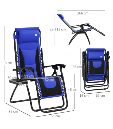 Outsunny 2 Pcs Zero Gravity Lounger Folding Recliner Chair w/ Cup Holder