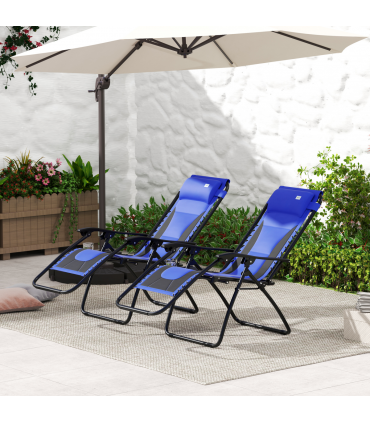 Outsunny 2 Pcs Zero Gravity Lounger Folding Recliner Chair w/ Cup Holder