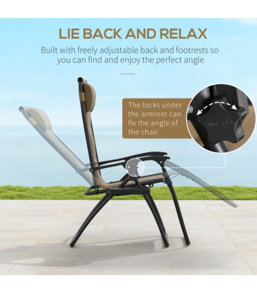 Outsunny 2 Pcs Zero Gravity Lounger Folding Recliner Chair w/ Cup Holder