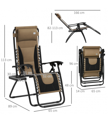 Outsunny 2 Pcs Zero Gravity Lounger Folding Recliner Chair w/ Cup Holder