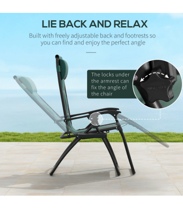 Outsunny 2 Pcs Zero Gravity Lounger Folding Recliner Chair w/ Cup Holder