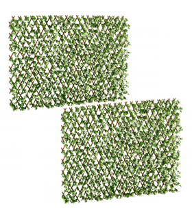 Outsunny 2 Pieces Decorative Trellis with Artificial Leaves, 2m x 1m, Eucalyptus