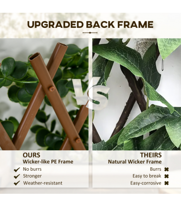Outsunny 2 Pieces Decorative Trellis with Artificial Leaves, 2m x 1m, Eucalyptus