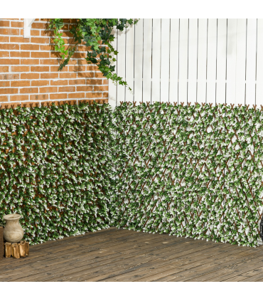 Outsunny 2 Pieces Decorative Trellis with Artificial Leaves, 2m x 1m, Eucalyptus