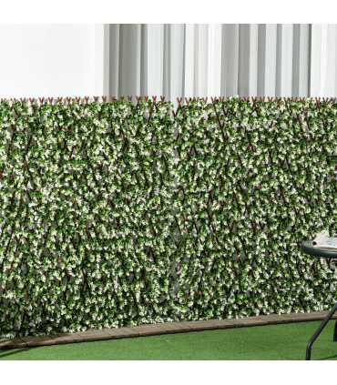 Outsunny 2 Pieces Decorative Trellis with Artificial Leaves, 2m x 1m, Eucalyptus