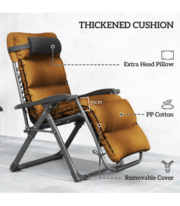 Outsunny 2 Pieces Zero Gravity Chairs, Reclining Folding Sun Lounger, Brown