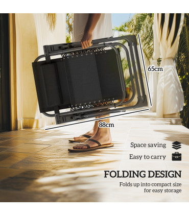 Outsunny 2 Pieces Zero Gravity Chairs, Reclining Folding Sun Lounger, Brown