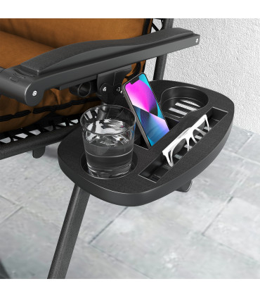 Outsunny 2 Pieces Zero Gravity Chairs, Reclining Folding Sun Lounger, Brown