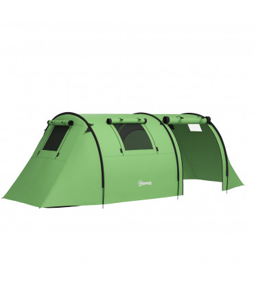 Outsunny 2 Room Camping Family Tent for 3-4 Man, 3000mm Waterproof, Green