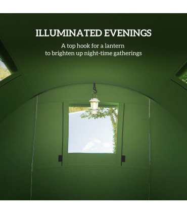 Outsunny 2 Room Camping Family Tent for 3-4 Man, 3000mm Waterproof, Green