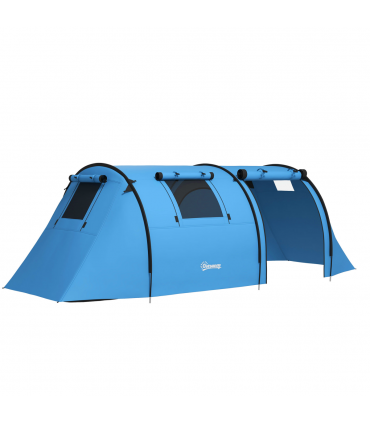 Outsunny 2 Room Camping Family Tent for 3-4 Man, 3000mm Waterproof, Sky Blue