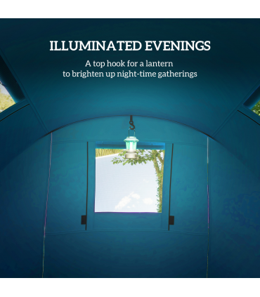 Outsunny 2 Room Camping Family Tent for 3-4 Man, 3000mm Waterproof, Sky Blue